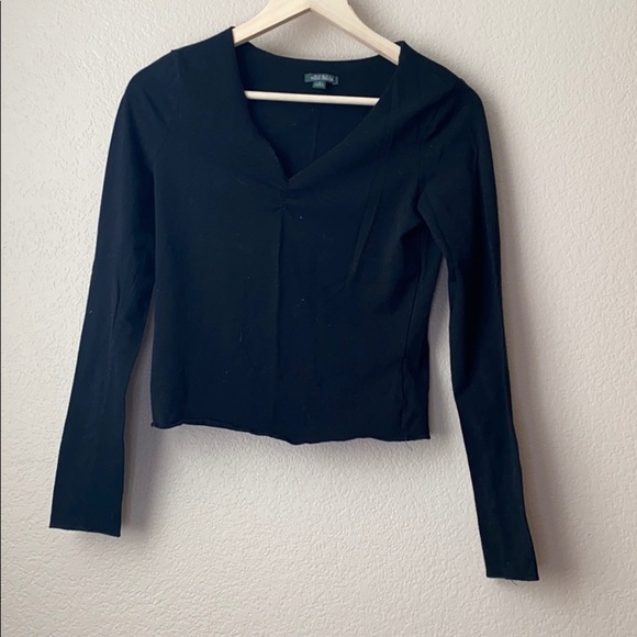 Wild Fable Long sleeve shirt Crop top Black size medium - Picture 1 of 5